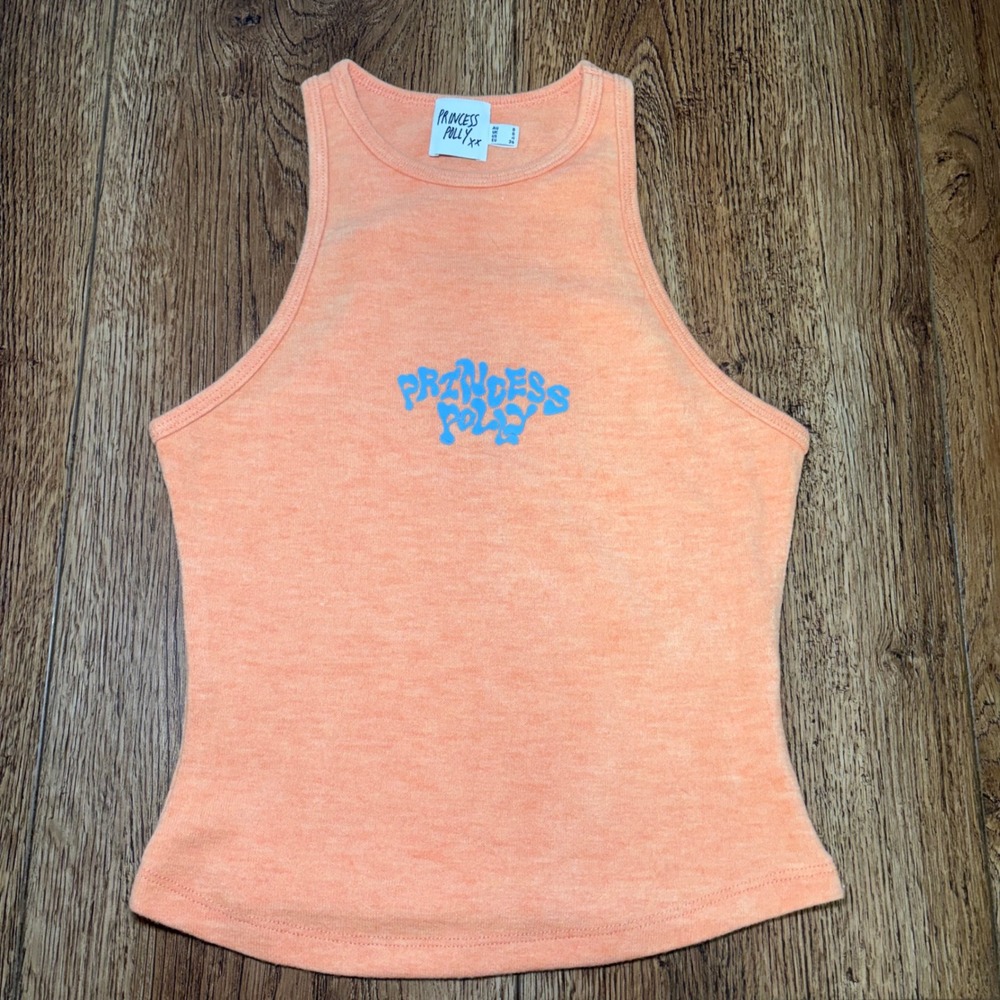 Princess Polly Orange Peach High Neck Racerback Tank Top Womens size 4